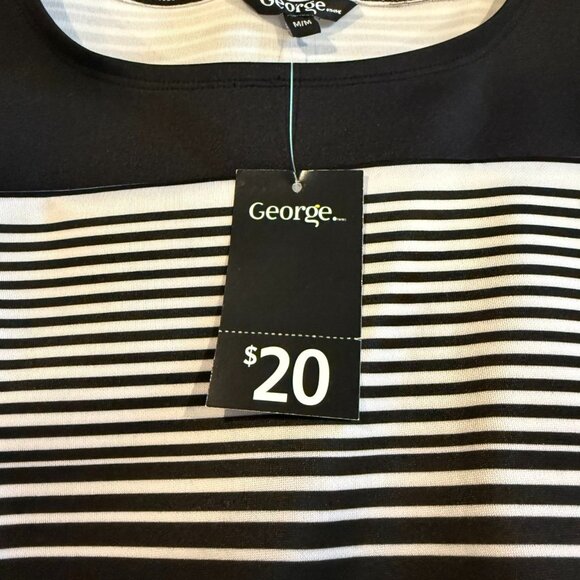 George black and white stripe sheath dress, Belt with Buckle - Picture 9 of 9